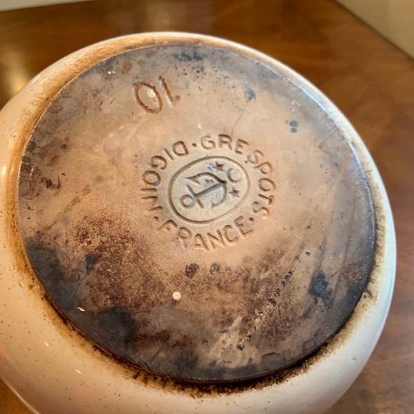 Vintage Grespots Digoin France Cow Print Large Fondue Pot - Picture 10 of 13